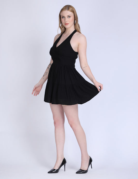 Halter Neck Knotted Mini Dress