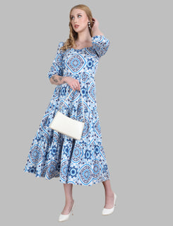 Abstract Print Midi Dress for Women